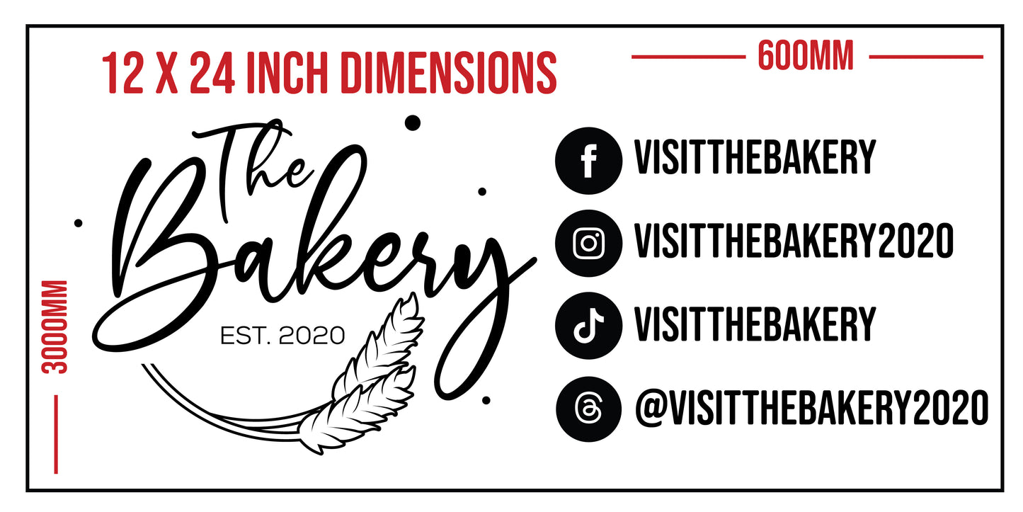 Custom Social Media Decal (A5 / A4 / 12x24")