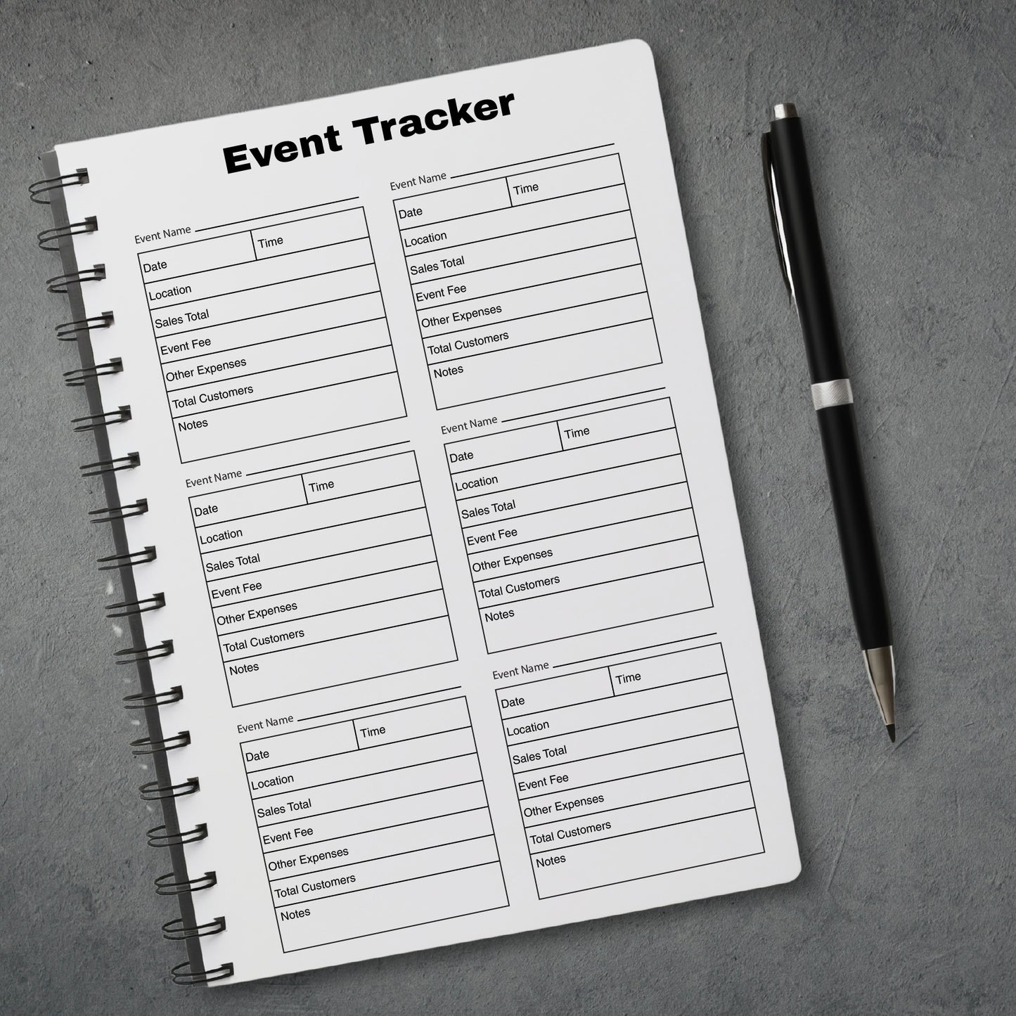 Event Sales Tracker Book