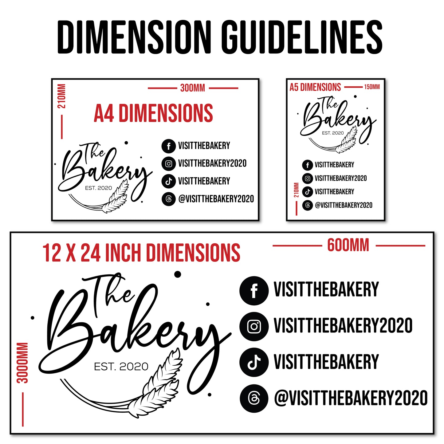Custom Social Media Decal (A5 / A4 / 12x24")