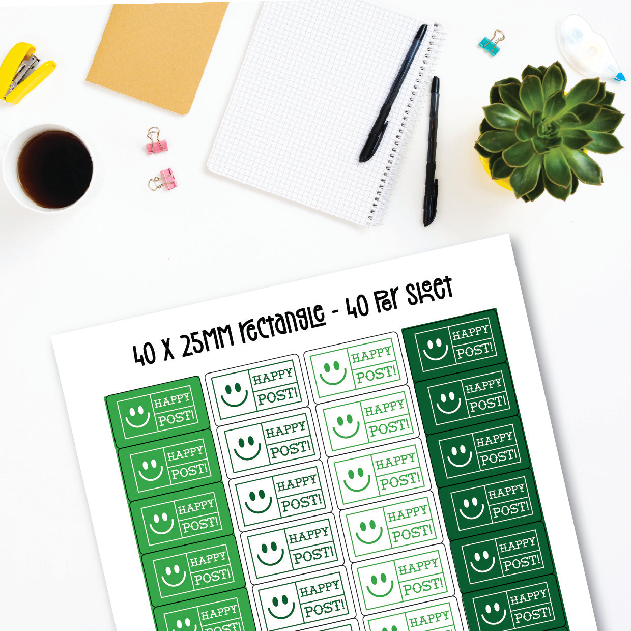 Happy Post Smiley Face Labels (Various Sizes)