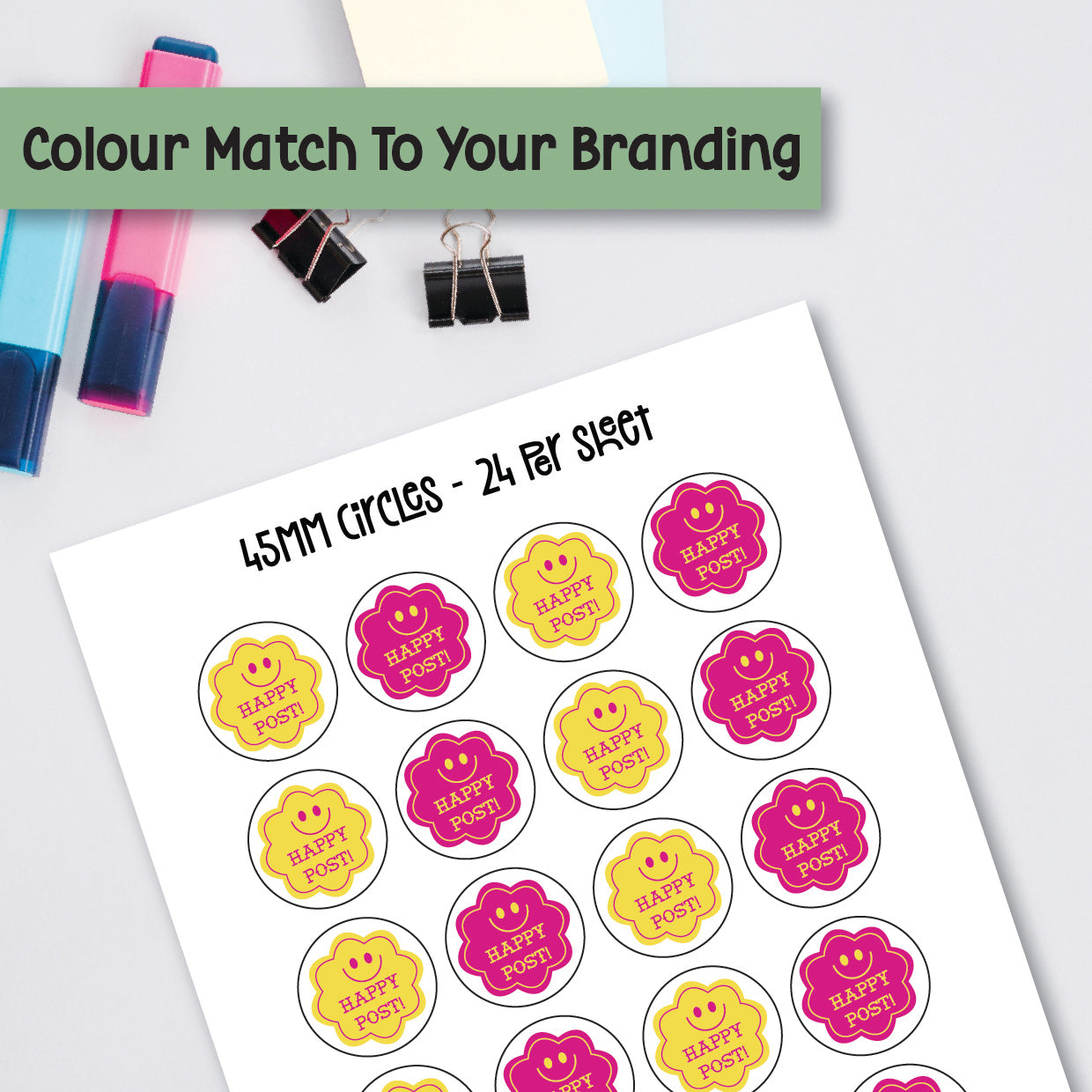 Happy Post Smiley Face Labels (Various Sizes)