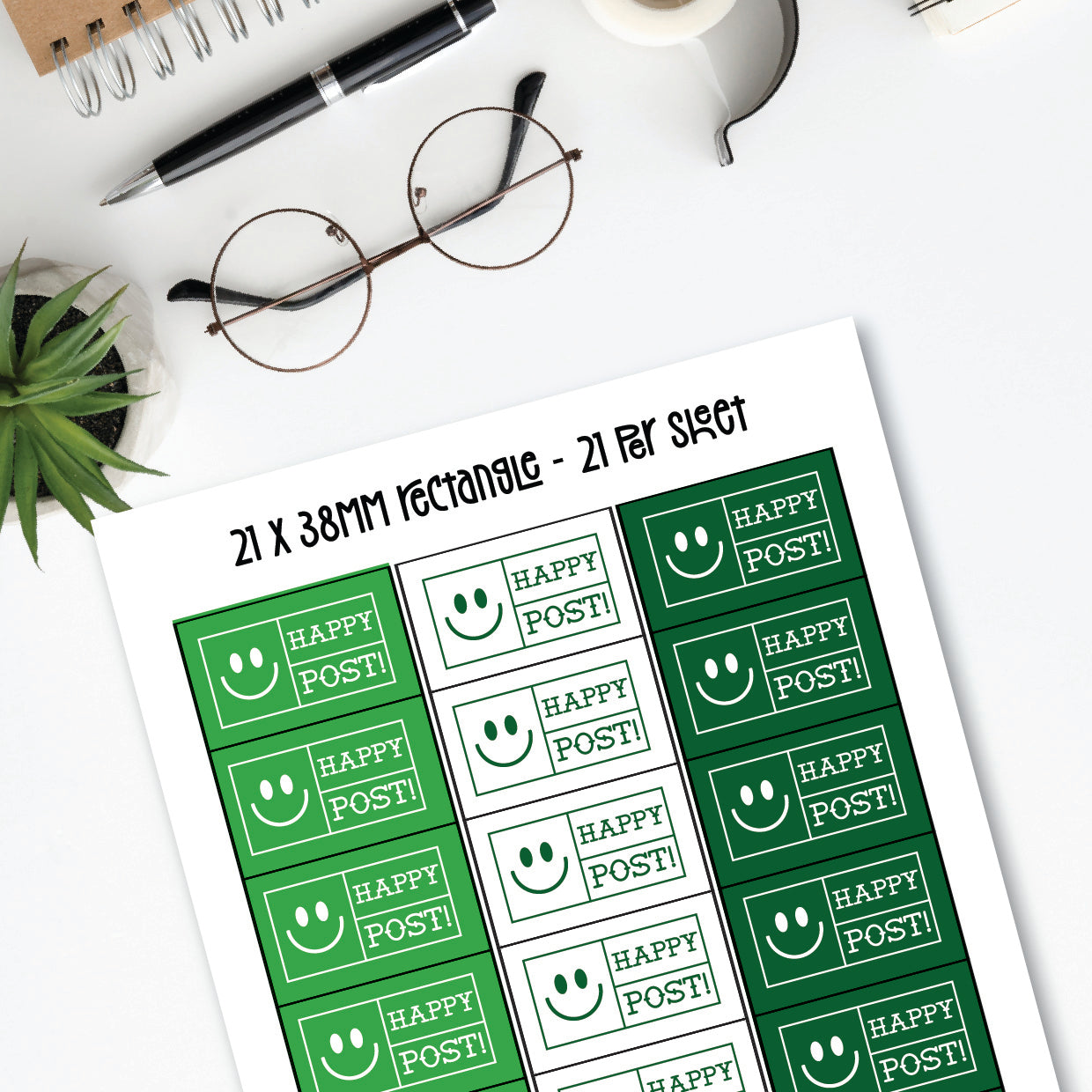 Happy Post Smiley Face Labels (Various Sizes)