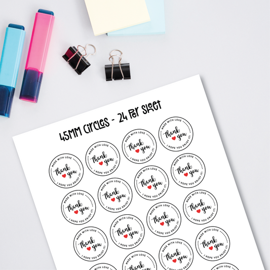 Thank You Labels (Various Sizes)