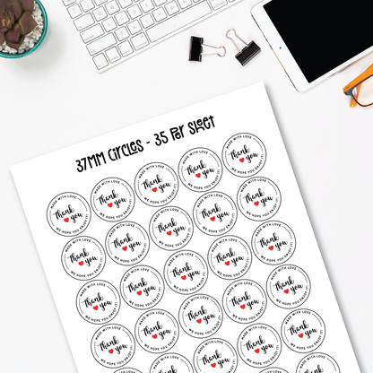 Thank You Labels (Various Sizes)