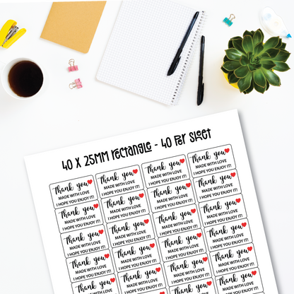 Thank You Labels (Various Sizes)