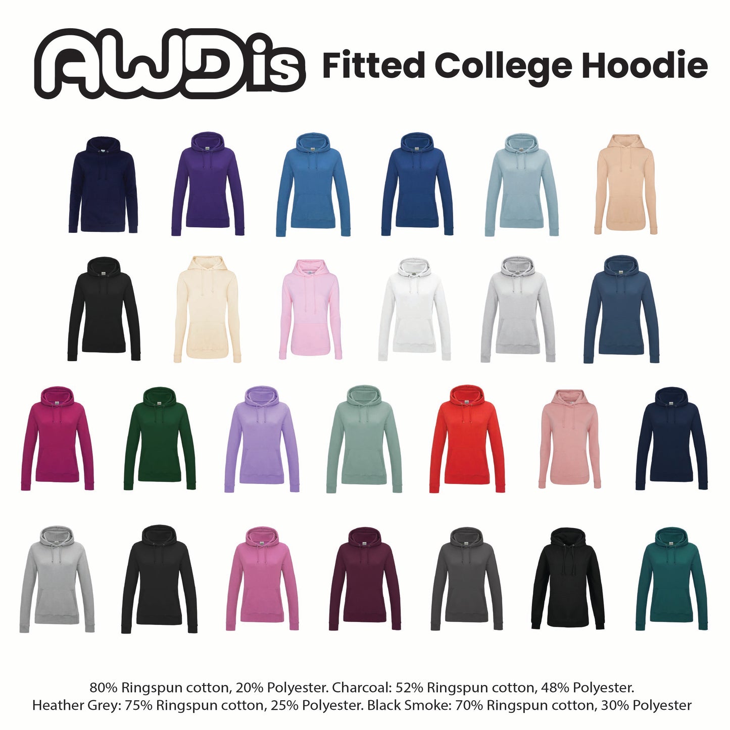 AWDis Fitted College Hoodie