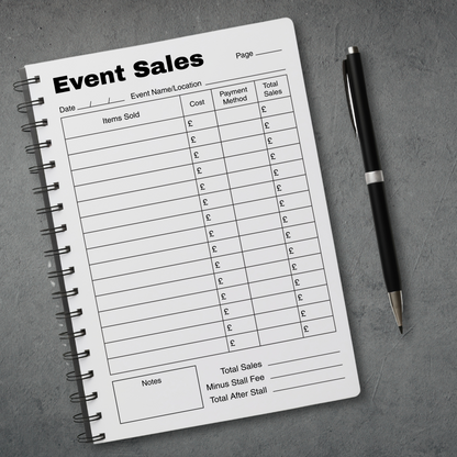 Event Sales Tracker Book